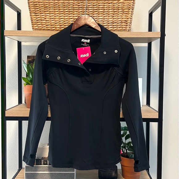 Ryka Tops - NWT Ryka Snap Pullover French Terry Sweatshirt w/Pockets & Thumbholes, XS
